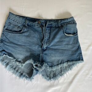 Fashion Nova Blue Distressed Jean Shorts